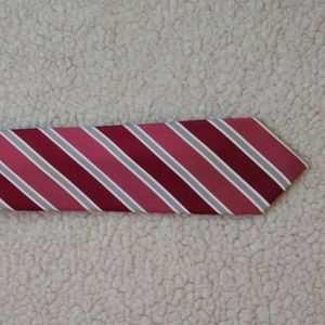 Like New Countess Mara Red/Silver/White Stripe Silk Tie